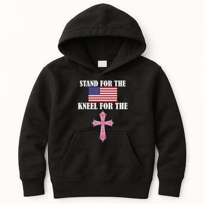 Stand For the Flag Kneel For the Cross National Anthem Kids Hoodie