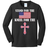 Stand For the Flag Kneel For the Cross National Anthem Kids Long Sleeve Shirt