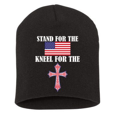 Stand For the Flag Kneel For the Cross National Anthem Short Acrylic Beanie