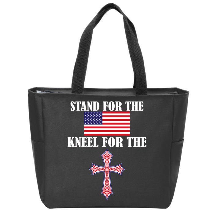 Stand For the Flag Kneel For the Cross National Anthem Zip Tote Bag