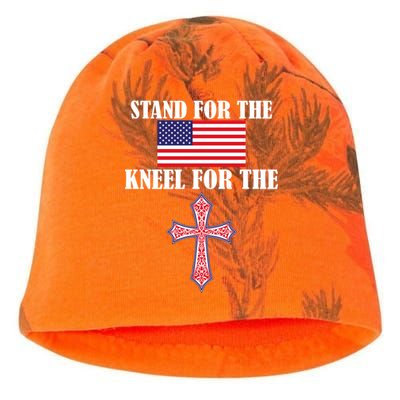 Stand For the Flag Kneel For the Cross National Anthem Kati - Camo Knit Beanie