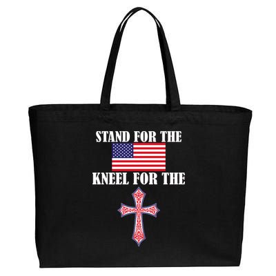 Stand For the Flag Kneel For the Cross National Anthem Cotton Canvas Jumbo Tote