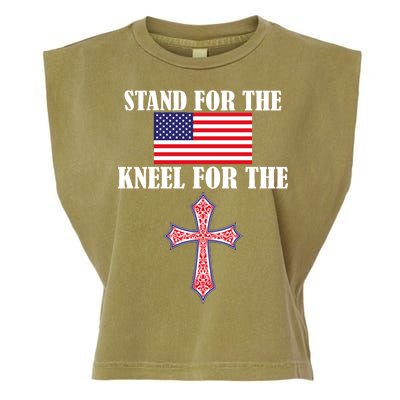 Stand For the Flag Kneel For the Cross National Anthem Garment-Dyed Women's Muscle Tee