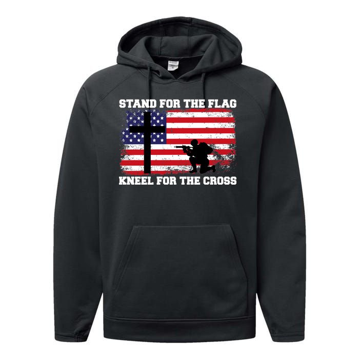 Stand For the Flag Kneel for the Cross USA Army Performance Fleece Hoodie