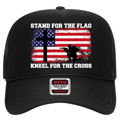 Stand For the Flag Kneel for the Cross USA Army High Crown Mesh Back Trucker Hat