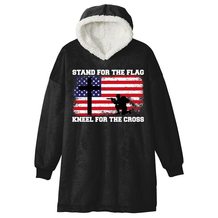 Stand For the Flag Kneel for the Cross USA Army Hooded Wearable Blanket