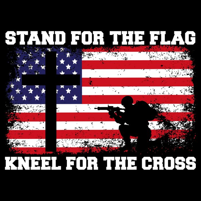 Stand For the Flag Kneel for the Cross USA Army Button