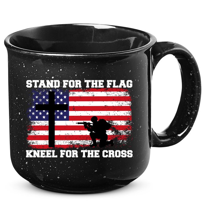 Stand For the Flag Kneel for the Cross USA Army 15oz Campfire Ceramic Mug