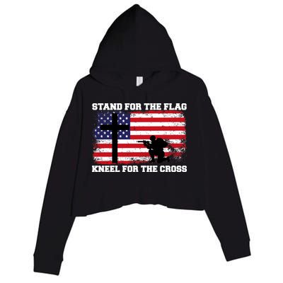 Stand For the Flag Kneel for the Cross USA Army Crop Fleece Hoodie