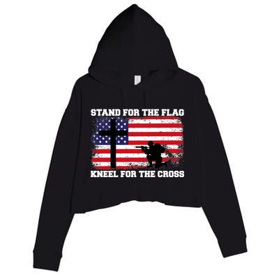 Stand For the Flag Kneel for the Cross USA Army Crop Fleece Hoodie