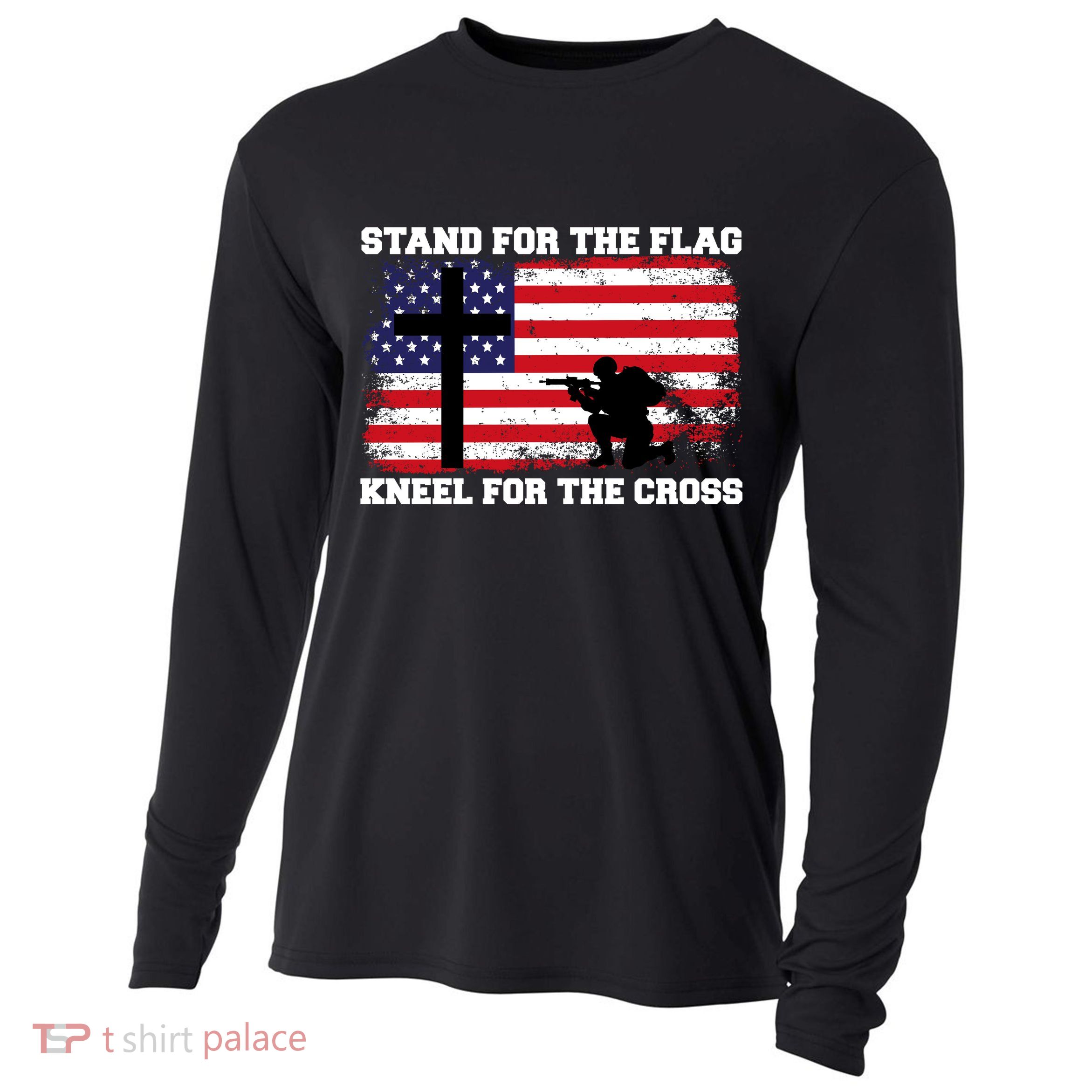 Stand For the Flag Kneel for the Cross USA Army Cooling Performance Long Sleeve Crew