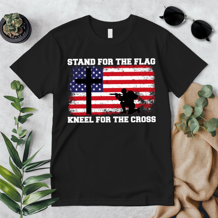 Stand For the Flag Kneel for the Cross USA Army Premium T-Shirt