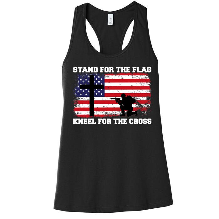 Stand For the Flag Kneel for the Cross USA Army Women's Racerback Tank