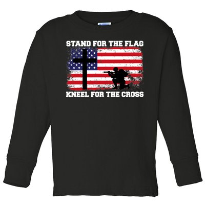 Stand For the Flag Kneel for the Cross USA Army Toddler Long Sleeve Shirt