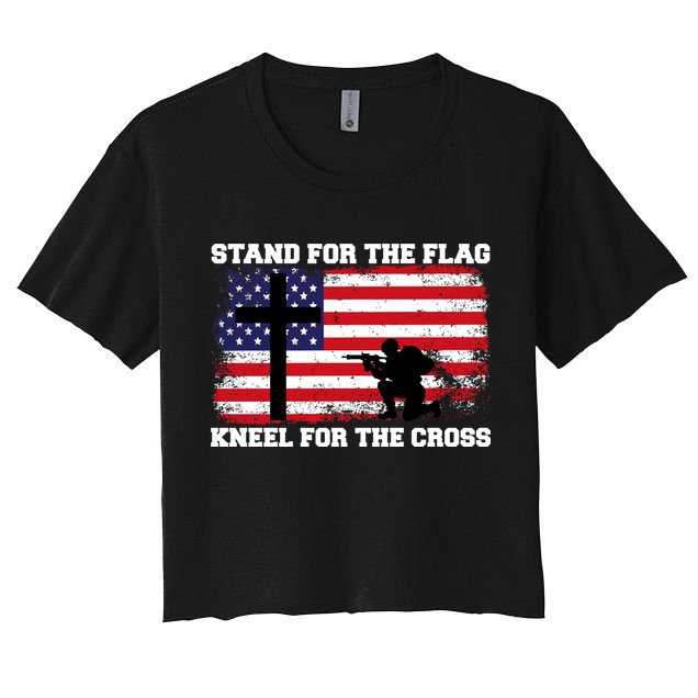 Stand For the Flag Kneel for the Cross USA Army Crop Top