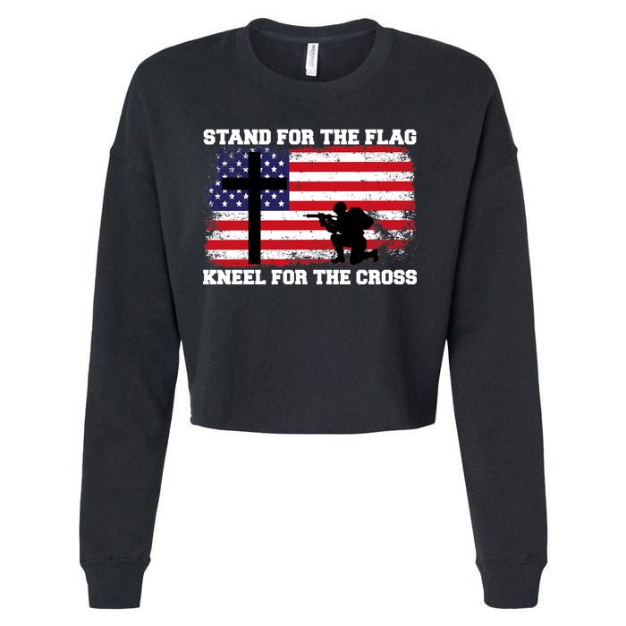 Stand For the Flag Kneel for the Cross USA Army Cropped Pullover Crew