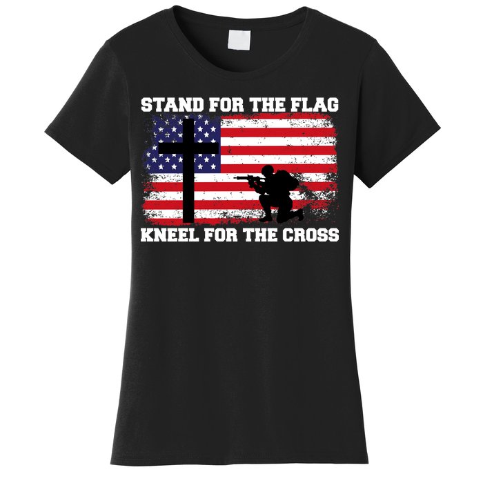 Stand For the Flag Kneel for the Cross USA Army Women's T-Shirt