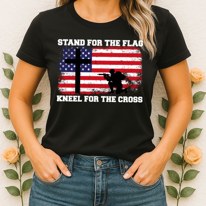 Stand For the Flag Kneel for the Cross USA Army Womens T-Shirt