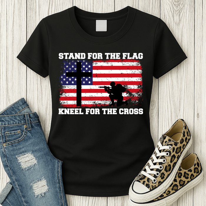 Stand For the Flag Kneel for the Cross USA Army Womens T-Shirt