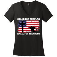 Stand For the Flag Kneel for the Cross USA Army Women's V-Neck T-Shirt