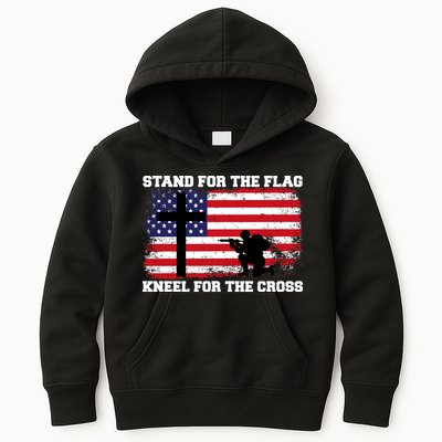 Stand For the Flag Kneel for the Cross USA Army Kids Hoodie