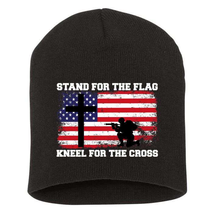 Stand For the Flag Kneel for the Cross USA Army Short Acrylic Beanie