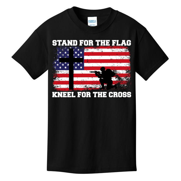 Stand For the Flag Kneel for the Cross USA Army Kids T-Shirt