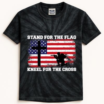 Stand For the Flag Kneel for the Cross USA Army Kids Tie-Dye T-Shirt