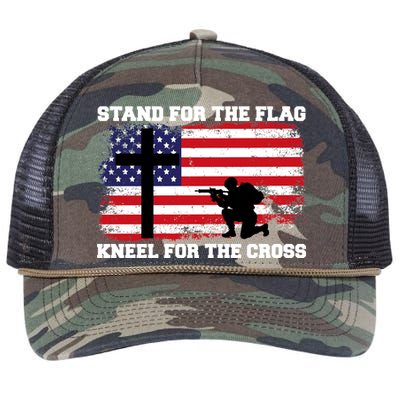 Stand For the Flag Kneel for the Cross USA Army Retro Rope Trucker Hat Cap