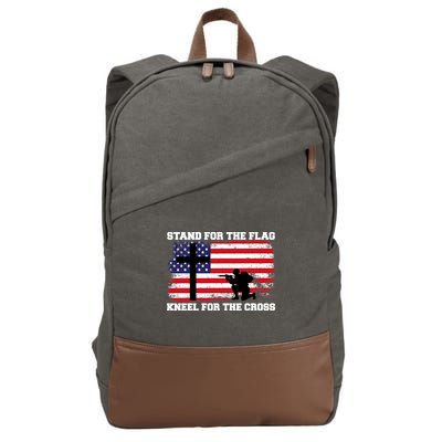Stand For the Flag Kneel for the Cross USA Army Cotton Canvas Backpack