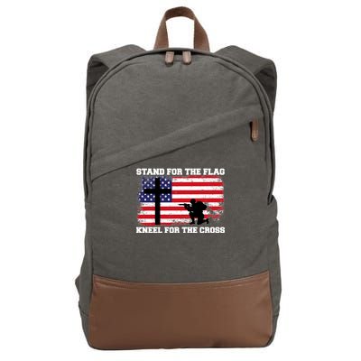 Stand For the Flag Kneel for the Cross USA Army Cotton Canvas Backpack