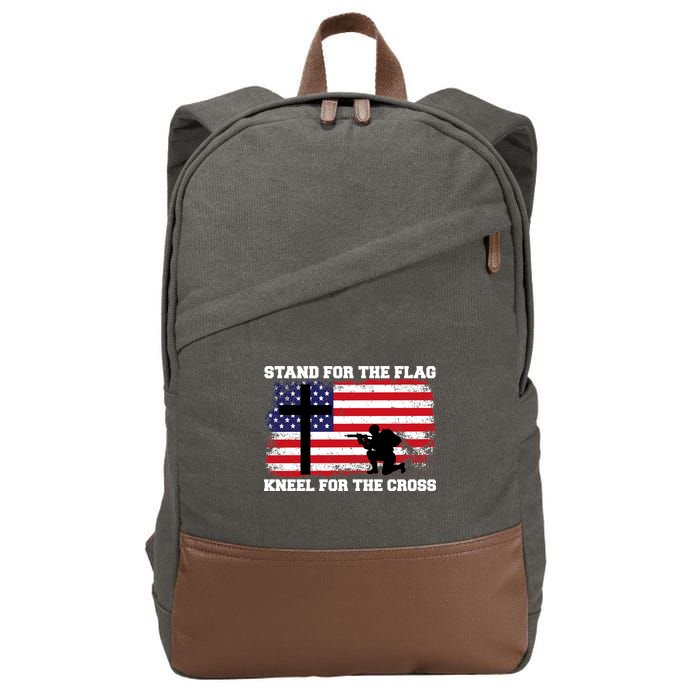 Stand For the Flag Kneel for the Cross USA Army Cotton Canvas Backpack