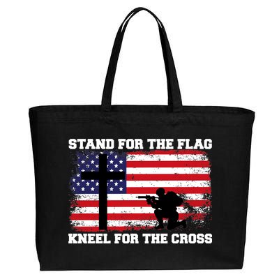 Stand For the Flag Kneel for the Cross USA Army Cotton Canvas Jumbo Tote