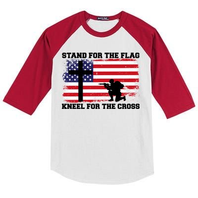 Stand For the Flag Kneel for the Cross USA Army Kids Colorblock Raglan Jersey