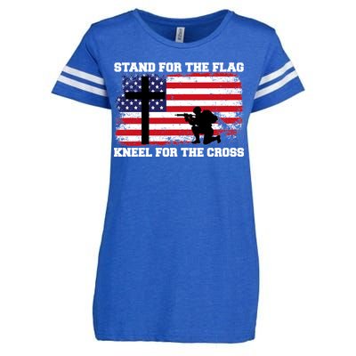 Stand For the Flag Kneel for the Cross USA Army Enza Ladies Jersey Football T-Shirt