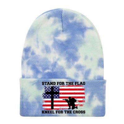 Stand For the Flag Kneel for the Cross USA Army Tie Dye 12in Knit Beanie