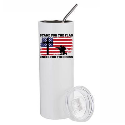 Stand For the Flag Kneel for the Cross USA Army Stainless Steel Tumbler