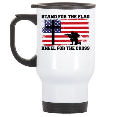 Stand For the Flag Kneel for the Cross USA Army Stainless Steel Travel Mug