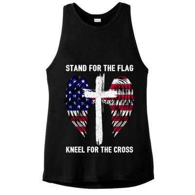 Stand For The Flag Kneel For The Cross USA Eagle Ladies PosiCharge Tri-Blend Wicking Tank