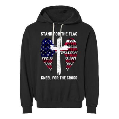Stand For The Flag Kneel For The Cross USA Eagle Garment-Dyed Fleece Hoodie