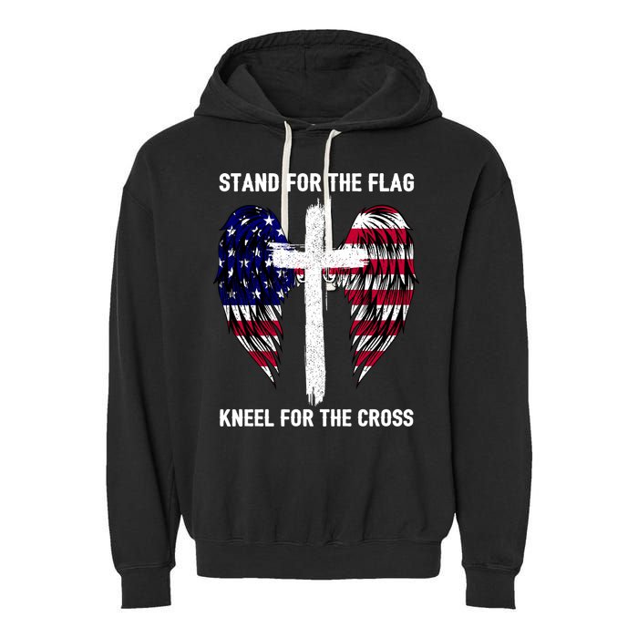 Stand For The Flag Kneel For The Cross USA Eagle Garment-Dyed Fleece Hoodie