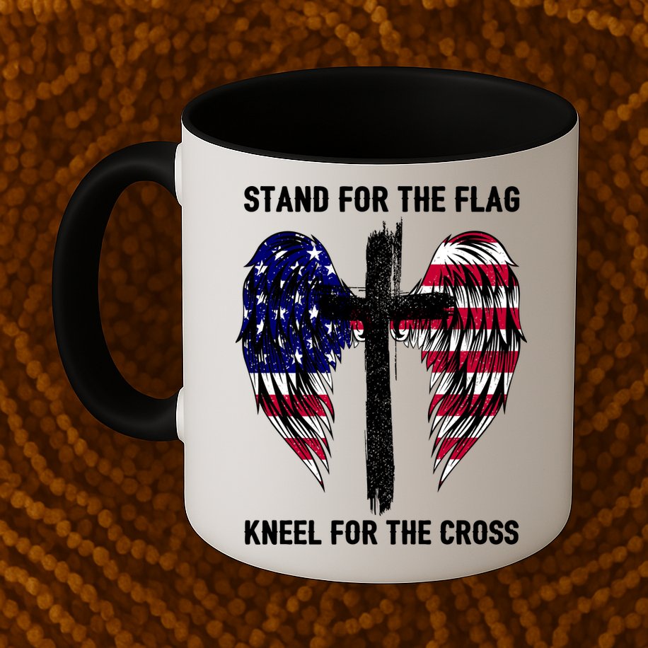 Stand For The Flag Kneel For The Cross USA Eagle Mug