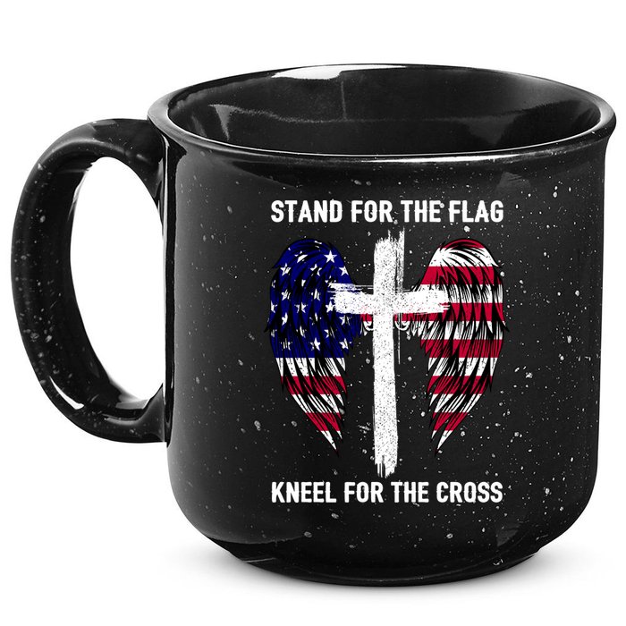 Stand For The Flag Kneel For The Cross USA Eagle 15oz Campfire Ceramic Mug
