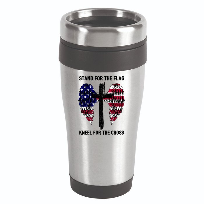 Stand For The Flag Kneel For The Cross USA Eagle 16oz Travel Tumbler