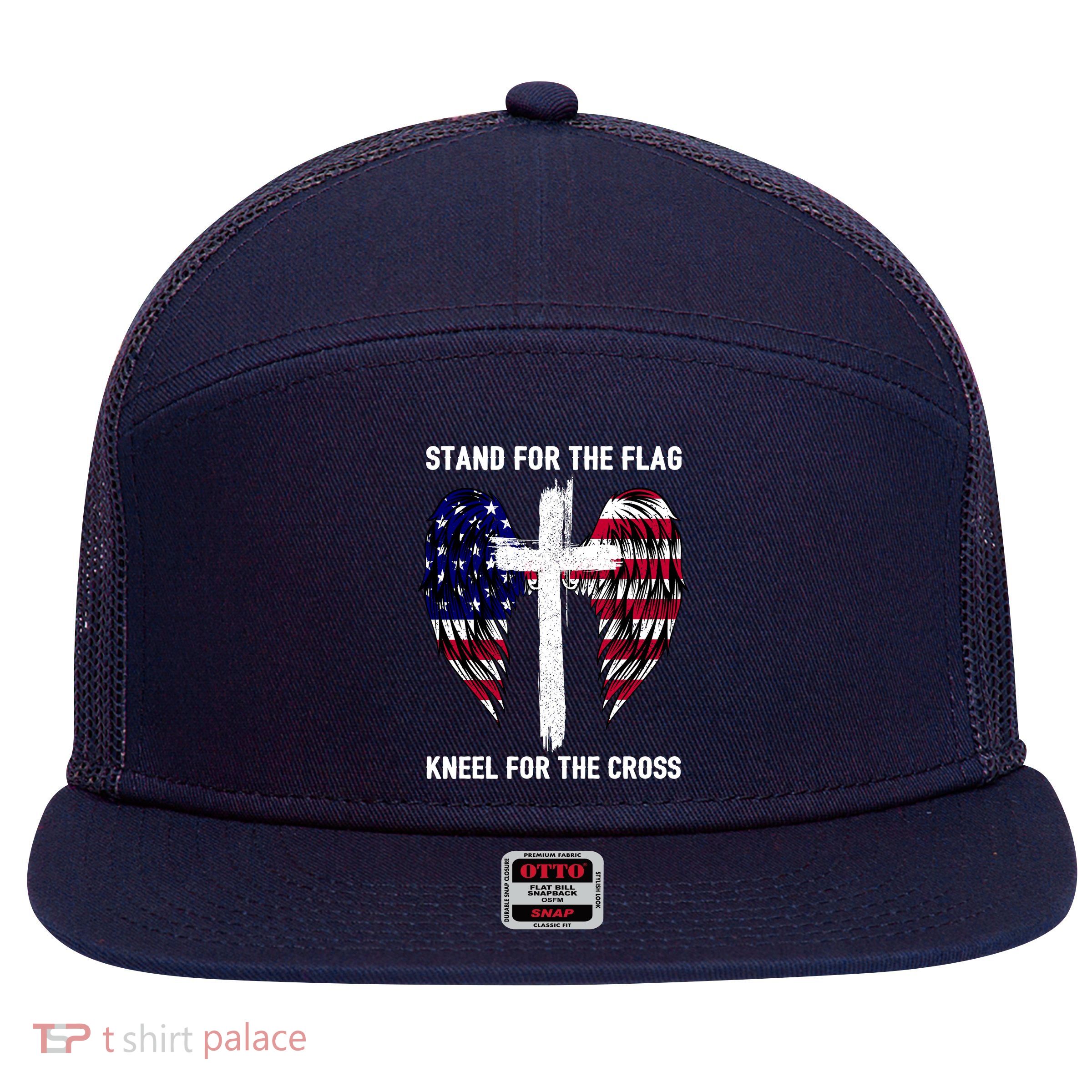 Stand For The Flag Kneel For The Cross USA Eagle 7 Panel Mesh Trucker Snapback Hat