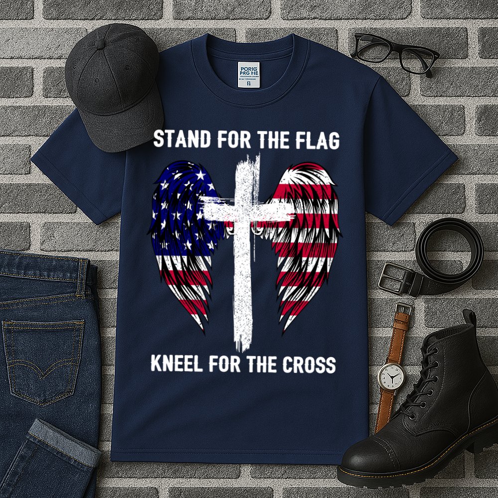 Stand For The Flag Kneel For The Cross USA Eagle Tall T-Shirt