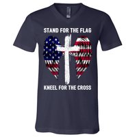 Stand For The Flag Kneel For The Cross USA Eagle V-Neck T-Shirt