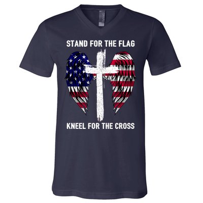 Stand For The Flag Kneel For The Cross USA Eagle V-Neck T-Shirt