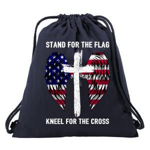 Stand For The Flag Kneel For The Cross USA Eagle Drawstring Bag