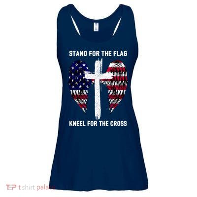 Stand For The Flag Kneel For The Cross USA Eagle Ladies Essential Flowy Tank